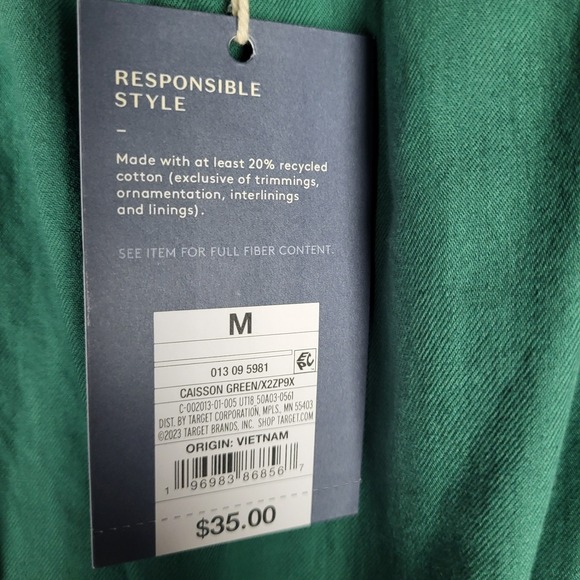 Universal Thread Cotton Midi Dress Women's Medium Green Slit Sides Open Back NWT - Picture 5 of 10